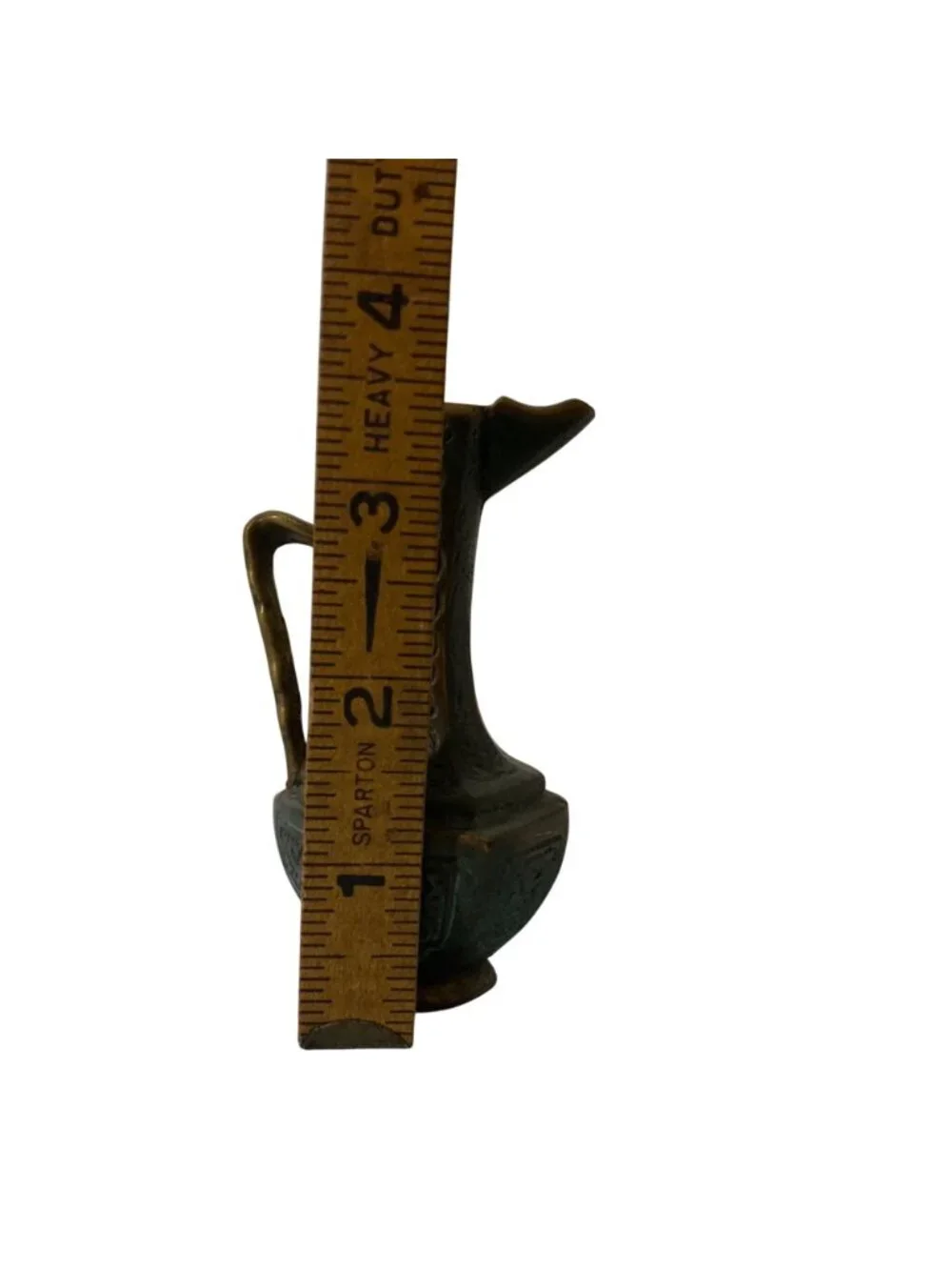 Vintage Israel Miniature Small Metal Ewer With Verdigris
